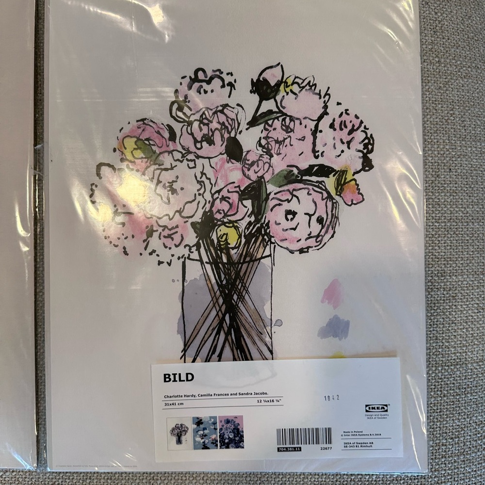 IKEA BILD Floral Bouquet Print - Pink, Green, Black